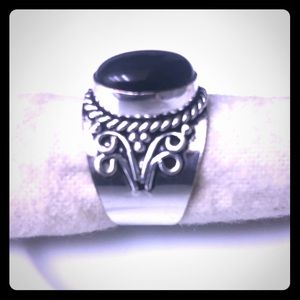 Sterling Silver Black Onyx Ring Size 8